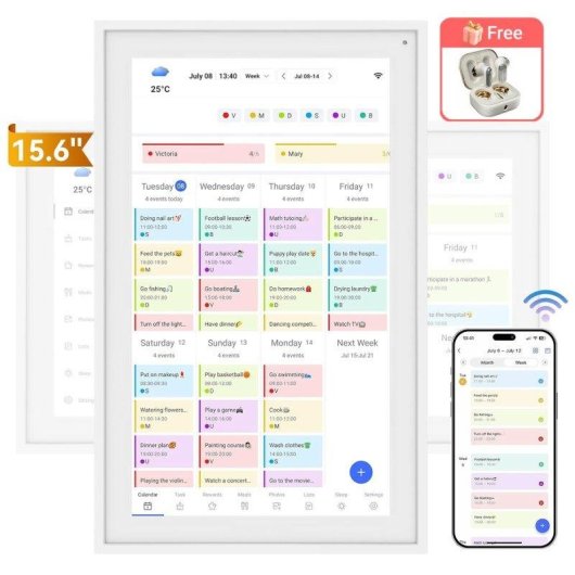 Intelligenter digitaler Kalender TABWEE P15 15,6" Touchscreen Wi-Fi Synchronisation