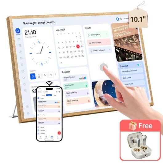 Calendario Intelligente Blackview NEST 10 10,1 Pollici Touch WiFi 6 Legno