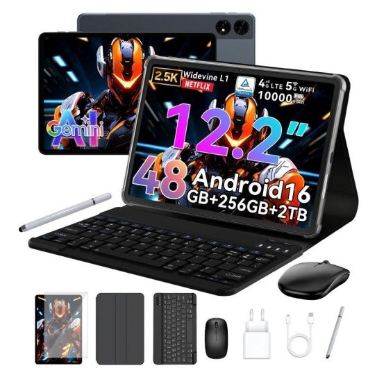 Tablet ExcitPower T60 4G 12,2" 12GB 256GB Grau mit Tastatur und Stylus Pen