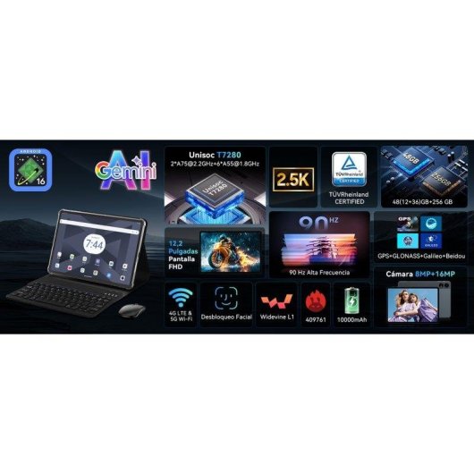 Tablet ExcitPower T60 4G 12,2" 12GB 256GB Grau mit Tastatur und Stylus Pen