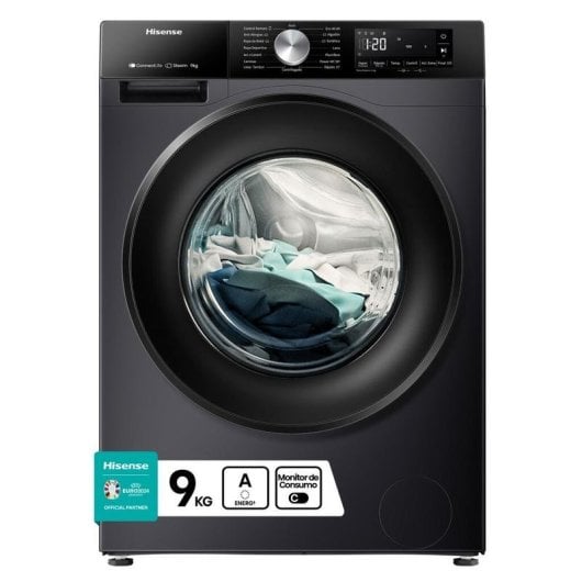 Máquina de Lavar Roupa Hisense WF3S9043BB3 9 Kg 1400rpm A Preto WiFi