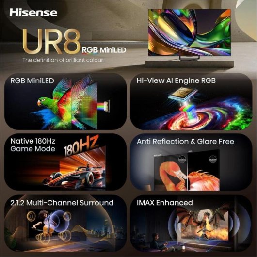 TV Hisense Mini LED 75UR8S 75" 4K UltraHD 180Hz Smart TV VIDAA HDR10+ Dolby Atmos