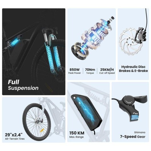 Velo Electrique Touroll U3 Pro 720Wh 29pouces Montagne