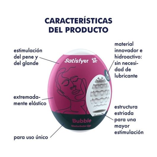 Huevo masturbador Satisfyer Masturbator Egg Bubble TPE