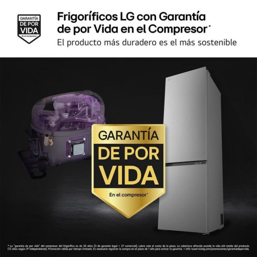 Frigorífico Combi LG GBBS524DPY Total No Frost 203cm 375L D Inox WiFi