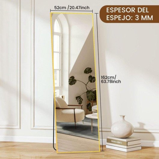 Specchio a piedi Naspaluro Rettangolare 162x53 cm Dorato