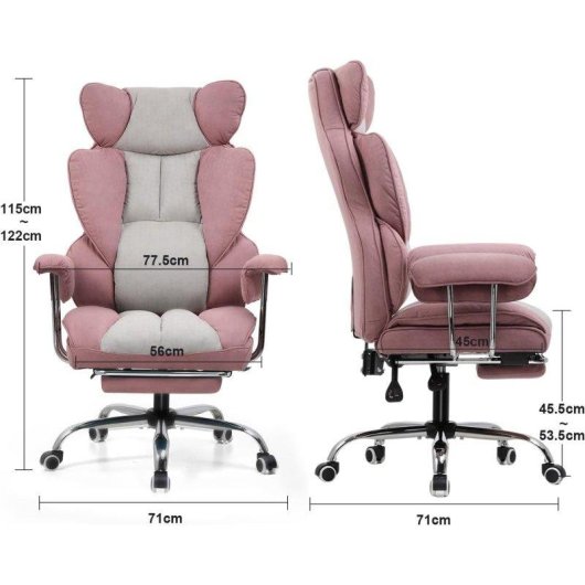 Silla Gaming GTPLAYER Ergonómica con Reposapiés Tela Rosa