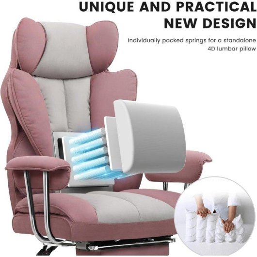Silla Gaming GTPLAYER Ergonómica con Reposapiés Tela Rosa