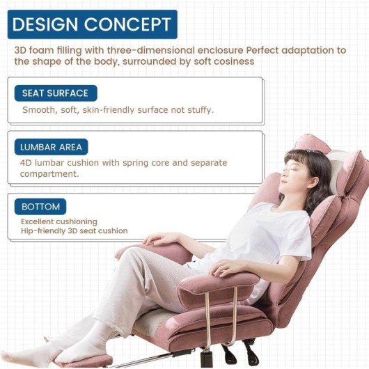 Silla Gaming GTPLAYER Ergonómica con Reposapiés Tela Rosa