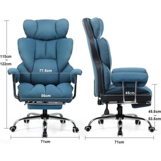 Silla Gaming GTPLAYER Ergonómica con Reposapiés Telescópico Azul 180 kg