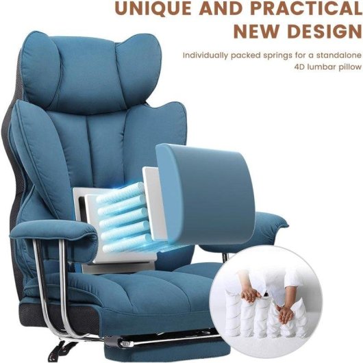 Silla Gaming GTPLAYER Ergonómica con Reposapiés Telescópico Azul 180 kg