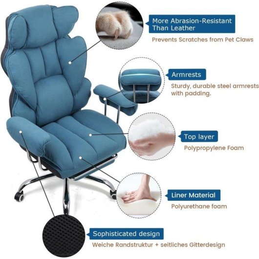 Silla Gaming GTPLAYER Ergonómica con Reposapiés Telescópico Azul 180 kg