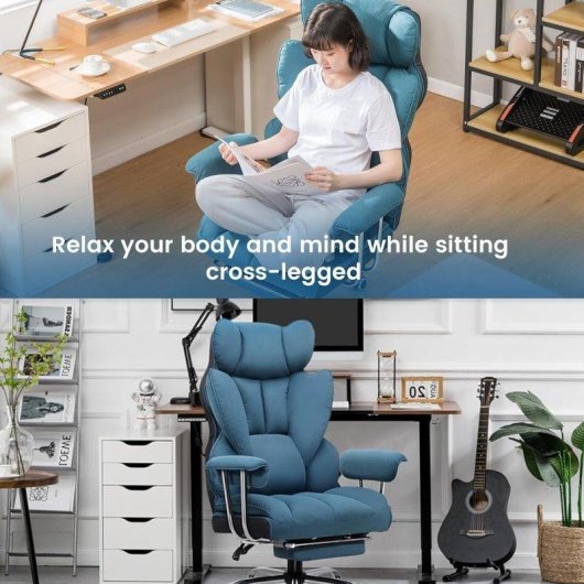 Silla Gaming GTPLAYER Ergonómica con Reposapiés Telescópico Azul 180 kg