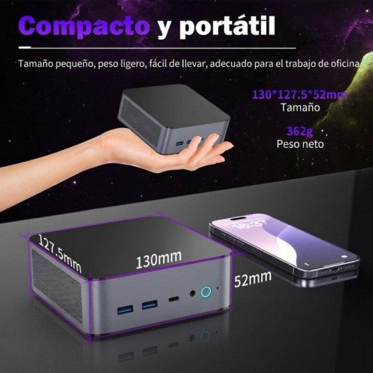 Mini PC Rolipo H90 Intel Core i7 11390H/32GB/1TB SSD/Iris Xe/Windows 11 Pro/Wi-Fi 6