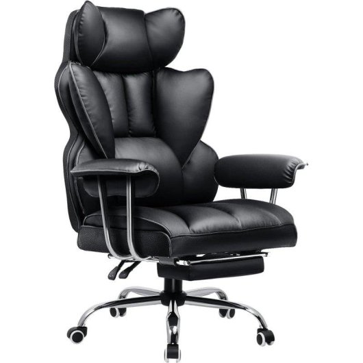 Silla Gaming GTPLAYER Cueropu Ergonómica con Reposapiés Telescópico Negro