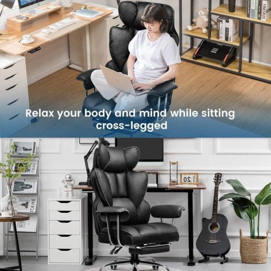 Silla Gaming GTPLAYER Cueropu Ergonómica con Reposapiés Telescópico Negro