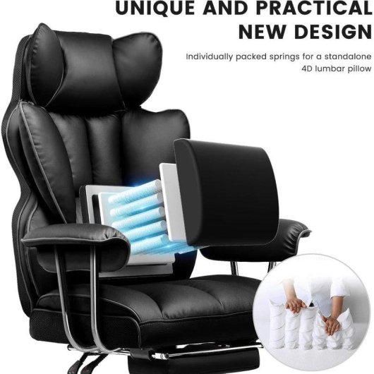 Silla Gaming GTPLAYER Cueropu Ergonómica con Reposapiés Telescópico Negro