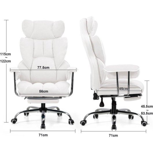 Silla Gaming GTPLAYER Ergonómica con Reposapiés Telescópico 180 kg Blanco