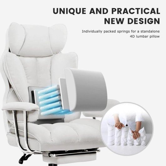 Silla Gaming GTPLAYER Ergonómica con Reposapiés Telescópico 180 kg Blanco