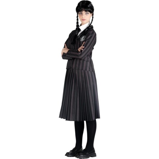 Disfraz Uniforme Colegio Con Peluca Wednesday Addams Miércoles Addams Talla M