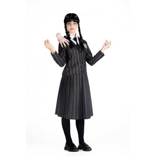 Disfraz Uniforme Colegio Con Peluca Wednesday Addams Miércoles Addams Talla M