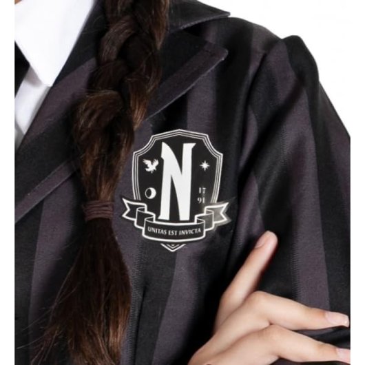 Disfraz Uniforme Colegio Con Peluca Wednesday Addams Miércoles Addams Talla M