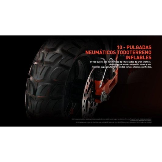 Patinete eléctrico Joyor T6D 600W Autonomía 55km Ruedas 10" Frenos disco Negro