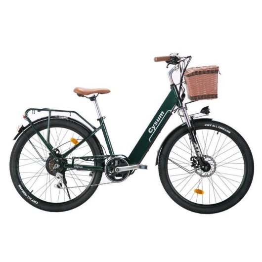 Bicicleta Elétrica Cysum Cityrun 250W 36V 10Ah Pneus Largos 26" Verde