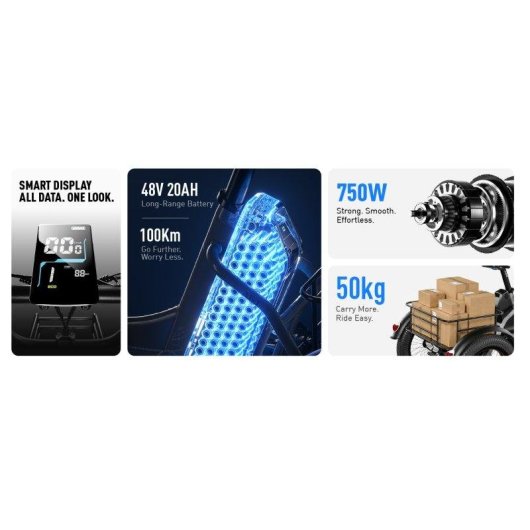 Triciclo Eletrico AG1 Pro Cysum 750 W 48 V 20 Ah