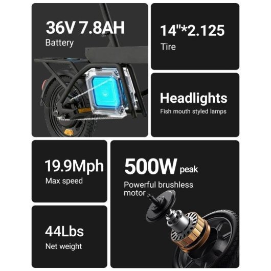 Velo electrique Regalangel B20 Mini 500 W 36 V 14 pouces