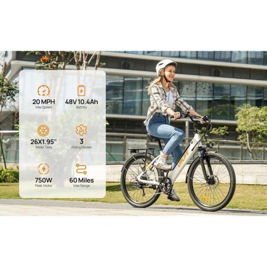 Urlife E26 E-Bike Fuer Erwachsene 250 W 48V 10,4Ah 26 Zoll