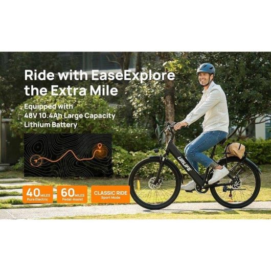 Urlife E26 E-Bike Fuer Erwachsene 250 W 48V 10,4Ah 26 Zoll