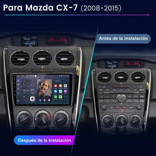 Autoradio JUNSUN 9" Android 15 CarPlay GPS WiFi Bluetooth Mazda CX-7
