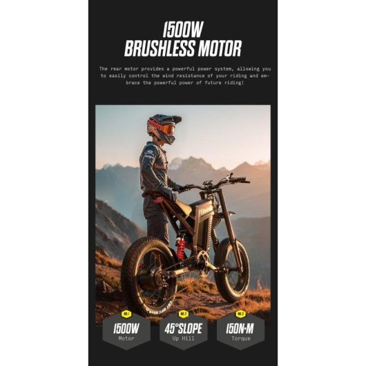 Bicicleta Electrica Shengmilo S900 Potencia 1500 W Bateria 60V Pneus 20 polegadas