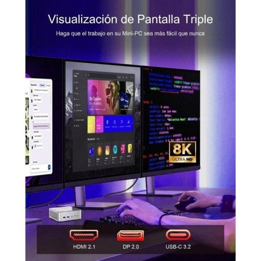Mini PC Ninkear AMD Ryzen 7 8745HS 16GB 1TB SSD Radeon 780M Windows 11 Pro Wi-Fi 6