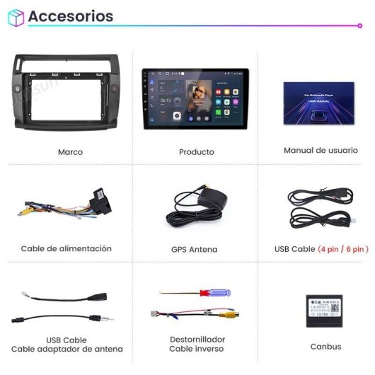 Autoradio JUNSUN Android 15 2+64GB CarPlay GPS Citroën C4