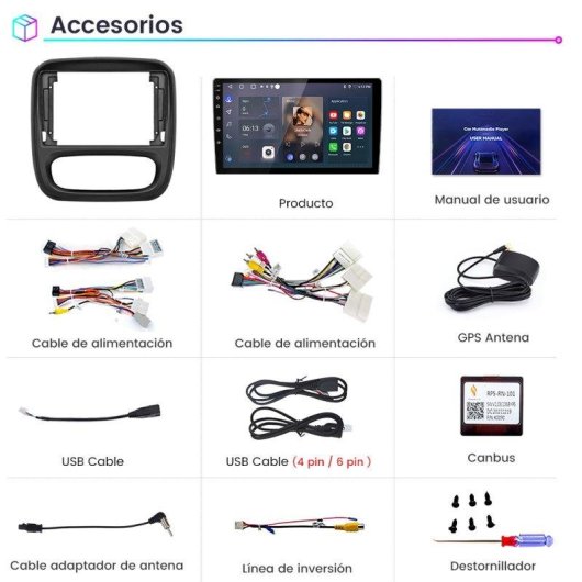 Autoradio 2+64gb Carplay Android Auto GPS BT Opel Vivaro Renault Trafic