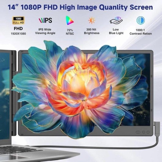 Monitor PC Siaviala P6 14" FullHD IPS Doppio Schermo Portatile Type-C HDMI