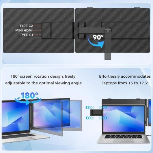 Monitor PC Siaviala Kx2 14" FullHD 60Hz IPS Portatile Multischermo USB-C HDMI
