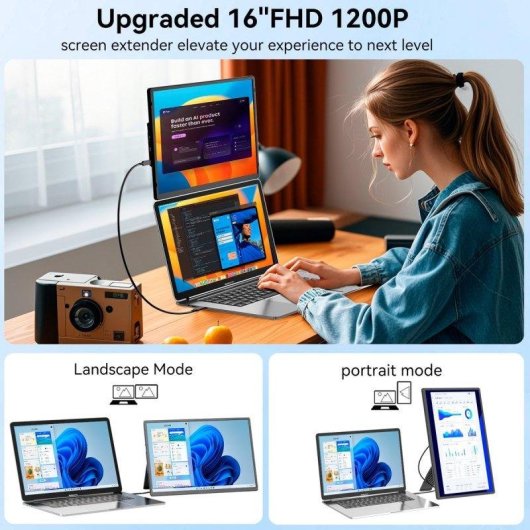 Monitor PC Siaviala N2 16" Full HD+ 1200p 60Hz IPS Ultrafino Rotante