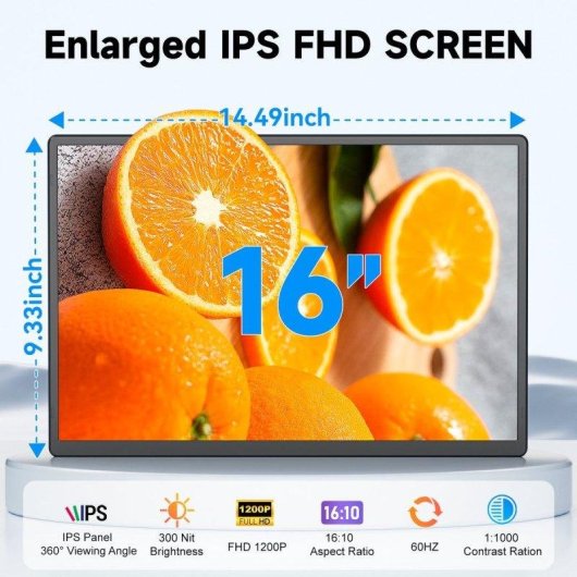 Monitor PC Siaviala N2 16" Full HD+ 1200p 60Hz IPS Ultrafino Rotante