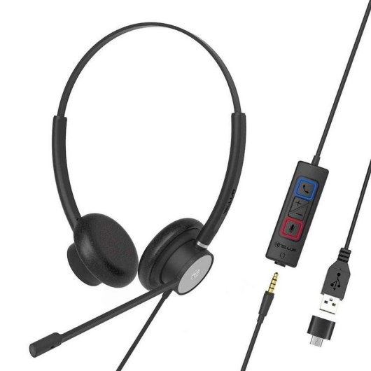 Tellur Voice 420 kabelgebundene Kopfhörer USB-C und 3,5 mm Klinke für Anrufe schwarz