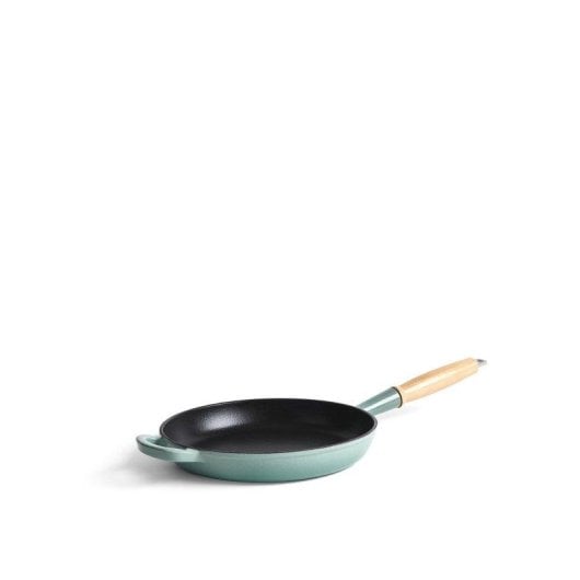 Frigideira de Ferro Fundido Jernverket 28 cm Verde Retro Pega Madeira