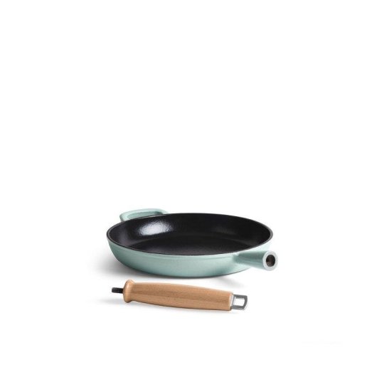 Frigideira de Ferro Fundido Jernverket 28 cm Verde Retro Pega Madeira