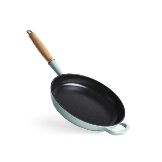 Frigideira de Ferro Fundido Jernverket 28 cm Verde Retro Pega Madeira