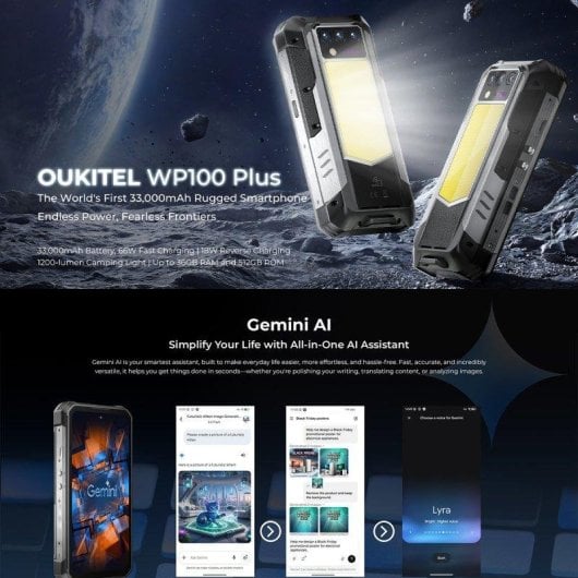 Oukitel WP100 Plus 4G 12GB 512GB 6.8" Preto