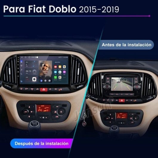 Autoradio JUNSUN 9" 2/64GB Android CarPlay Android Auto GPS Fiat Doblo 2015-2021