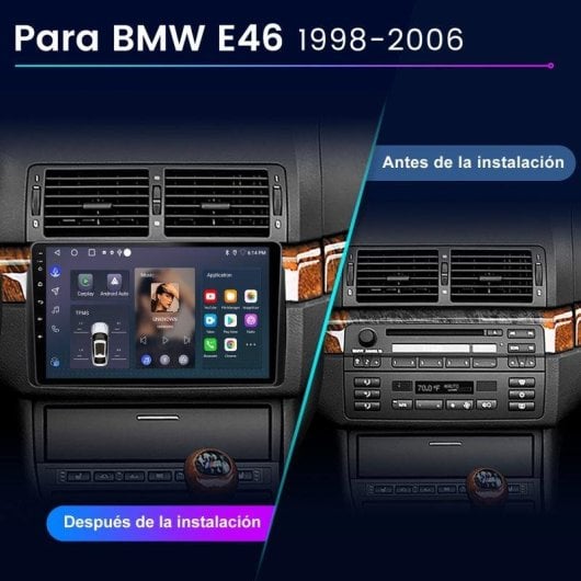 Autoradio JUNSUN 2+64GB CarPlay Android Auto Wireless per BMW E46