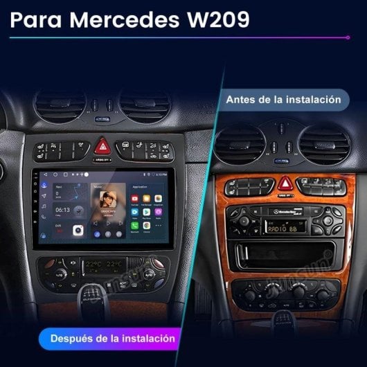 Autoradio 9" Android 15 CarPlay GPS Mercedes CLK W209/W203