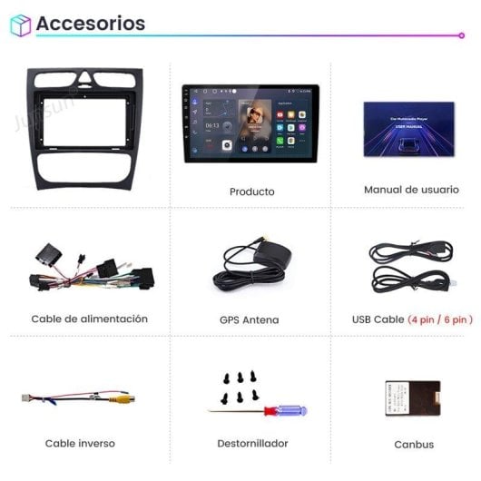 Autoradio 9" Android 15 CarPlay GPS Mercedes CLK W209/W203